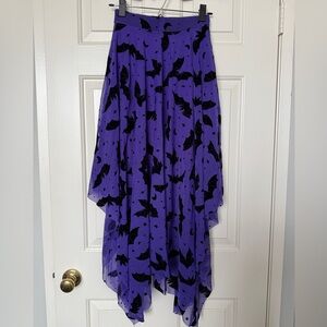 Blackmilk Purple Bat Print Hankerchief Skirt XS